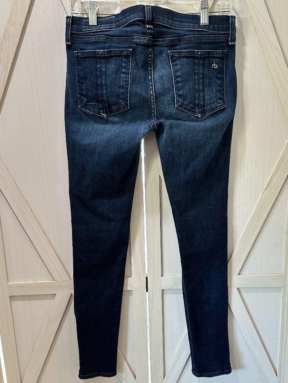 rag & bone/JEAN Moto Skinny Jeans in Kensington Size 30 Dark Wash Zip Detail - Picture 3 of 8
